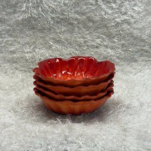 Maxcera Red Poppy Flower Floral Hand Painted Ceramic Bowl Set of 4